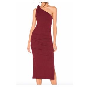 Privacy Please Hazel Midi Dress - size small - color burgundy.